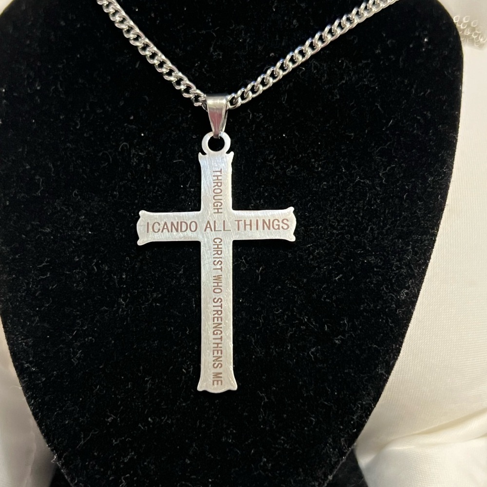 Cross necklace with scripture